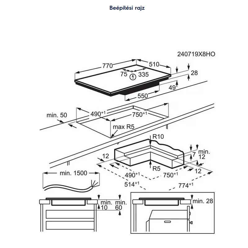 Electrolux EIS87453IZ beépíthető indukciós főzőlap SaphirMatt® üvegfelület 80cm