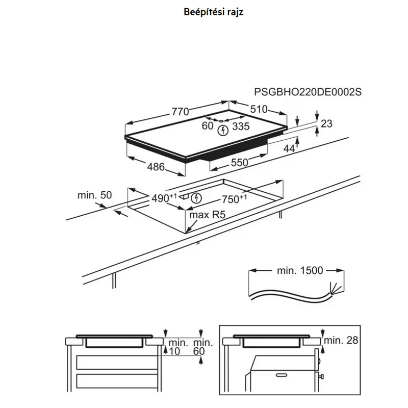 AEG TH85IM30FB Sense Boil&Fry beépíthető indukciós lap Hob2Hood 80cm
