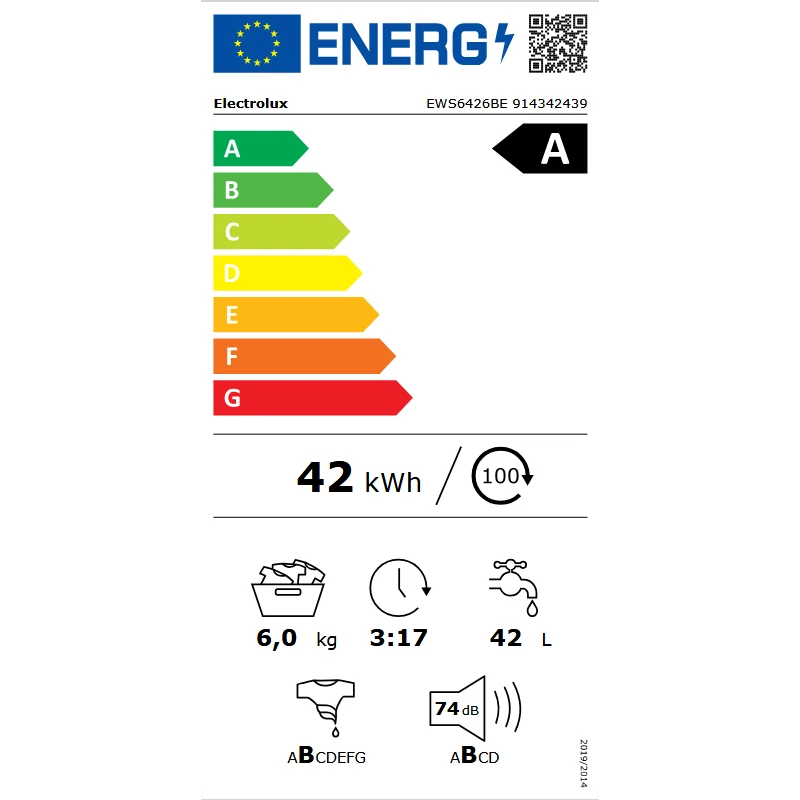 Electrolux EWS6426BE PerfectCare keskeny elöltöltős mosógép gőz funkció 6kg 1200f/p