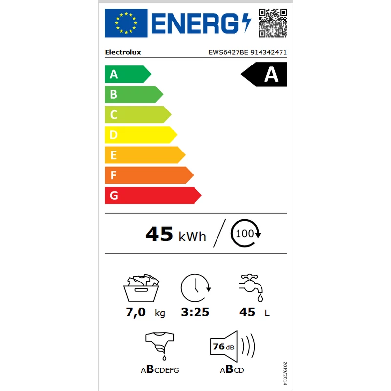 Electrolux EWS6427BE PerfectCare keskeny elöltöltős mosógép gőz funkció 7kg 1200f/p