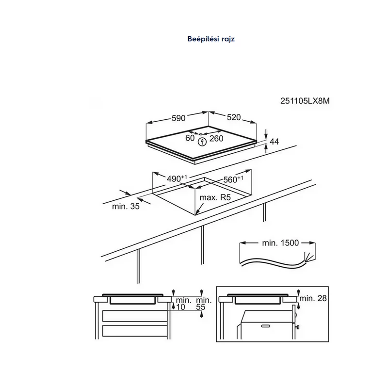 Electrolux EIV63449CT Bridge 600 beépíthető indukciós főzőlap SaphirMatt® SE üvegfelület 60cm