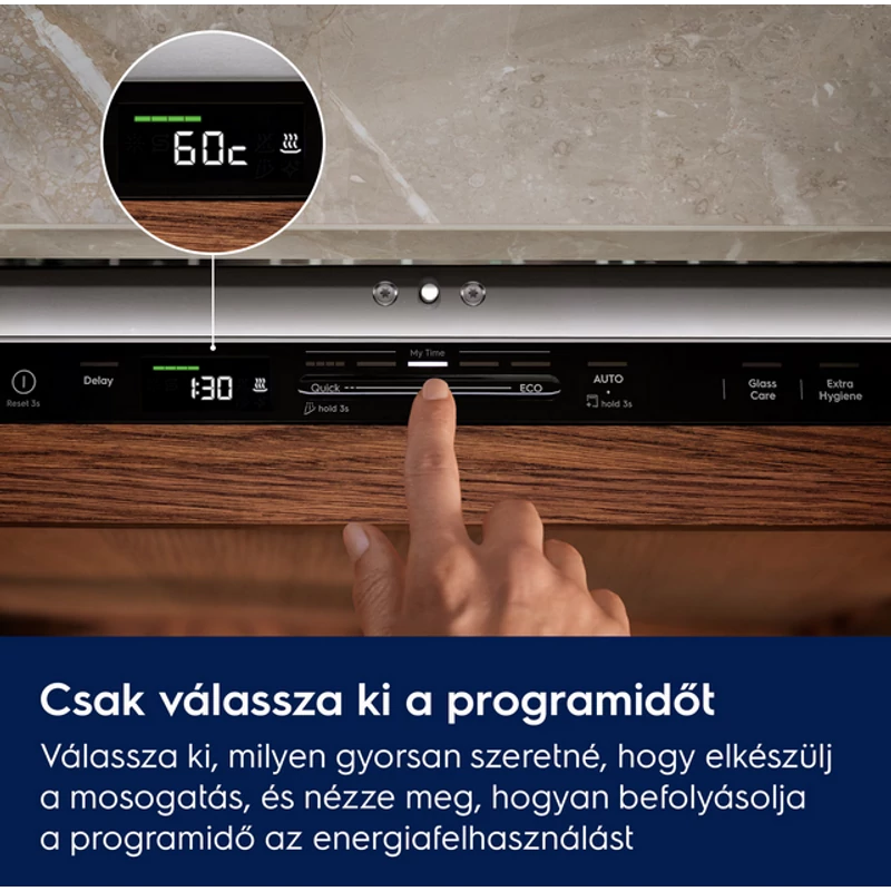 Electrolux E62LC200S teljesen beépíthető mosogatógép FlexiMax fiók AirDry 60cm