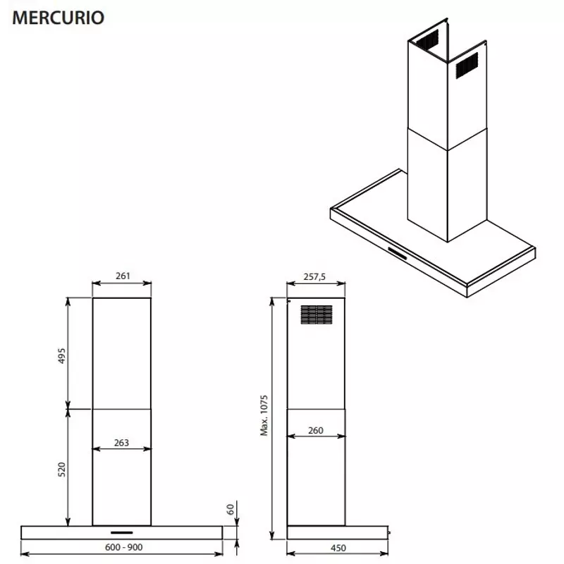 FALMEC Páraelszívó MERCURIO EVO 60 cm inox