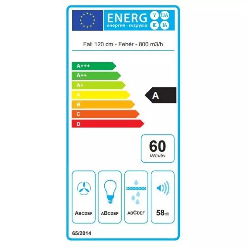 FALMEC Páraelszívó QUASAR EVO GLASS 120 fehér