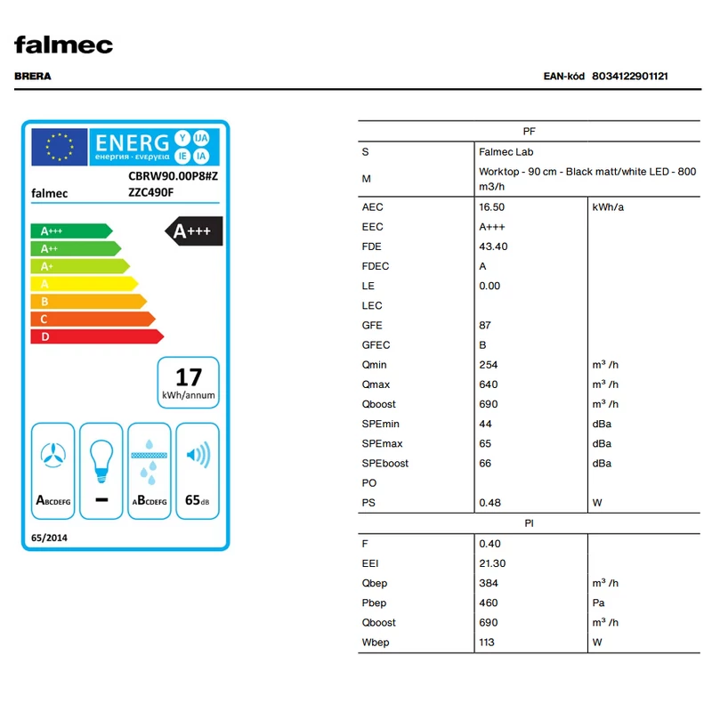 Falmec BRERA 89cm indukciós főzőlap páraelszívóval matt 2x2 bridge zóna 2901121