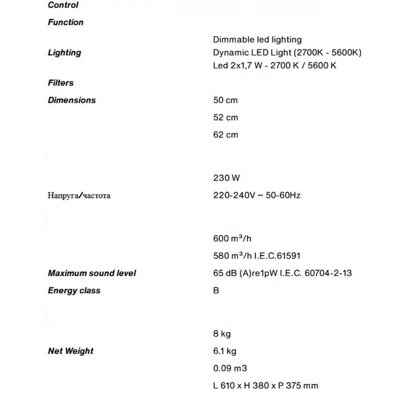 Falmec BUILT-IN BURANO PLUS 50cm beépíthető páraelszívó fekete