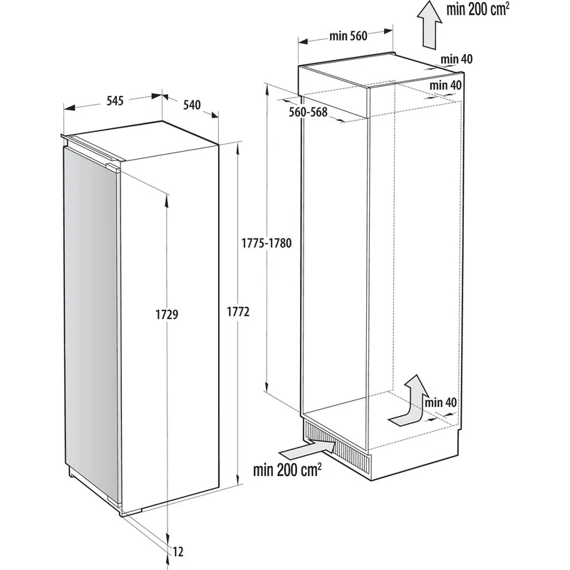 GORENJE RI517E62WF  Beépíthető egyajtós hűtőszekrény