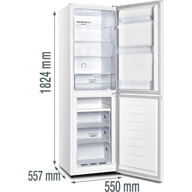 Gorenje NRK418DCW4 Alulfagyasztós kombi hűtő NoFrost
