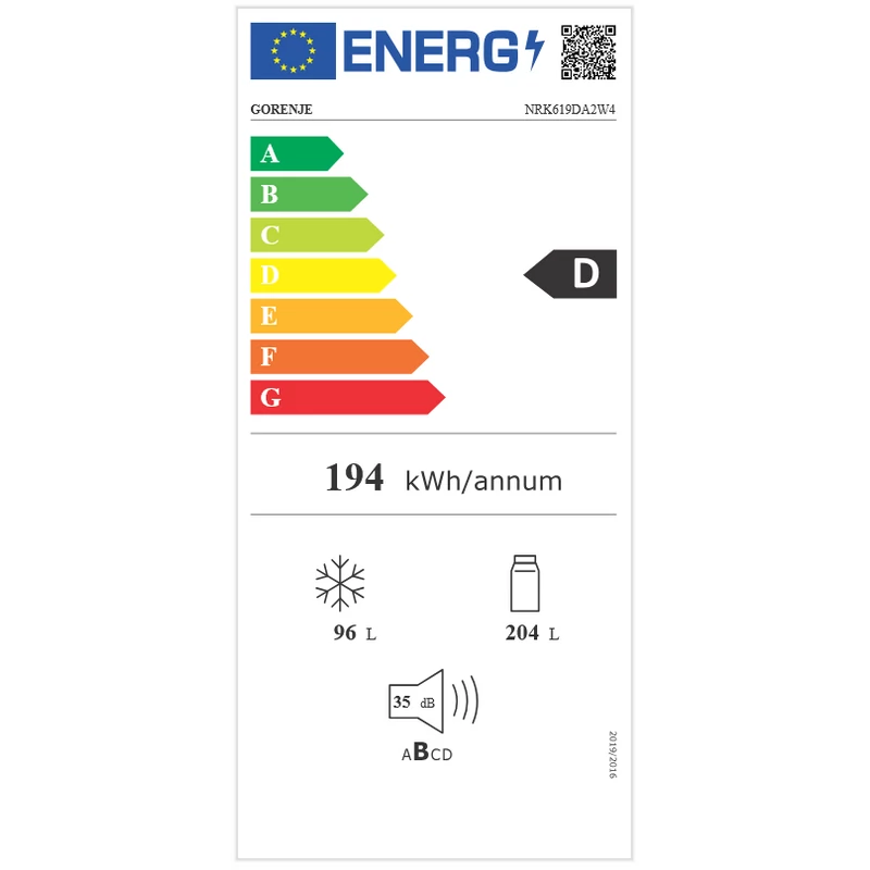 Gorenje NRK619DA2W4 Kombinált szabadonálló hűtőszekrény