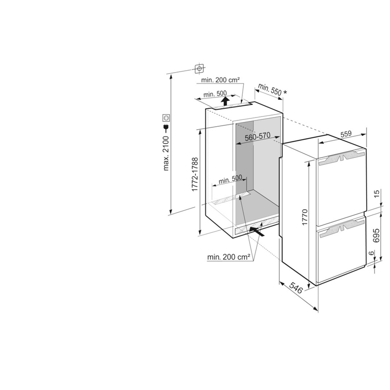 LIEBHERR ICBNd 5153 Prime BioFresh NoFrost beépíthető kombinált hűtőszekrény 178cm