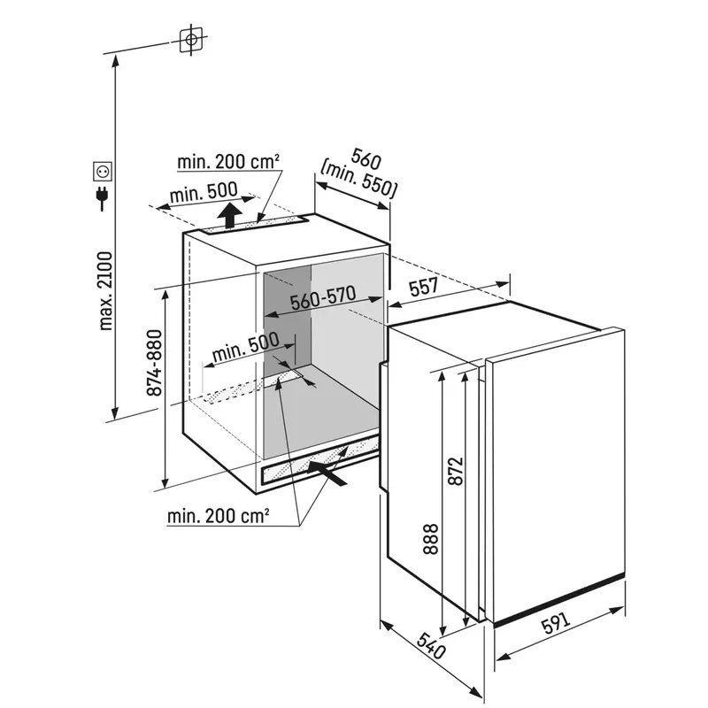 Liebherr DRe 3900 dekorációs célokra alkalmas hűtő 137L 88x56x55cm