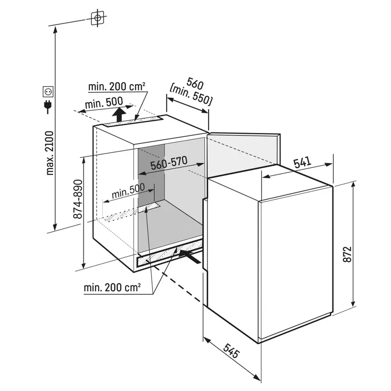 Liebherr IRSe 3901 Pure beépíthető egyajtós hűtő EasyFresh 102/16L 87x56x55cm