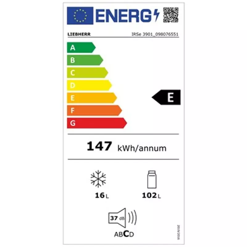 Liebherr IRSe 3901 Pure beépíthető egyajtós hűtő EasyFresh 102/16L 87x56x55cm