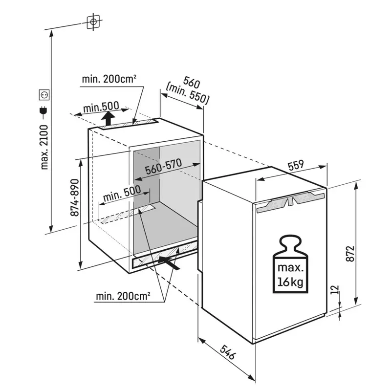 Liebherr IRd 3901 Pure beépíthető hűtő EasyFresh 102/16L 87x56x55cm