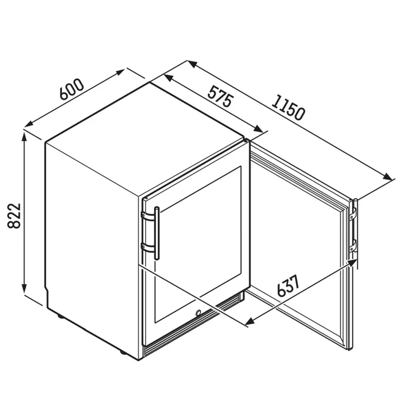 Liebherr WTes 1672 Vinidor borhűtő 2 zónás 34 palackos üveg ajtó 83x60x58cm