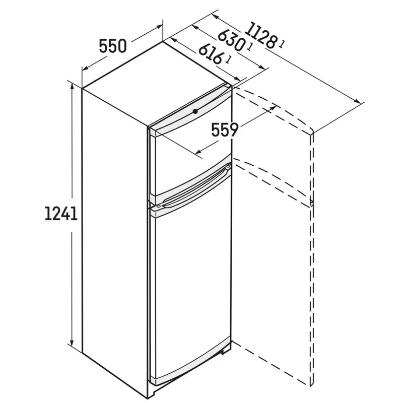 Liebherr CTele 2131 felülfagyasztós hűtő steel look 152/44L 124x55x63cm