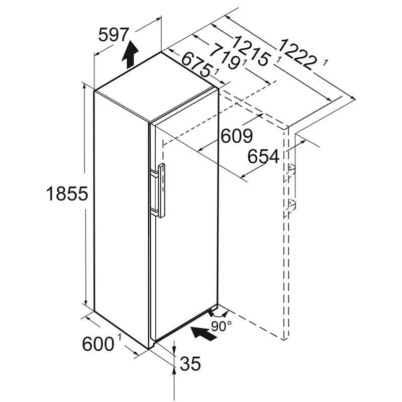 Liebherr FNsdd 529i Peak NoFrost IceTower fagyasztószekrény nemesacél 278L 186x60x68cm