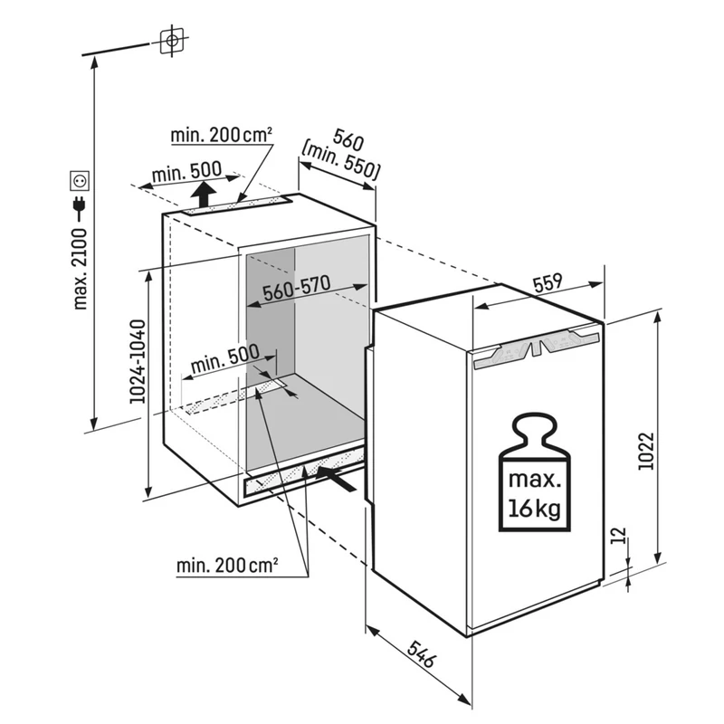 Liebherr IRBc 4020 Plus BioFresh beépíthető hűtő 157L 103cm