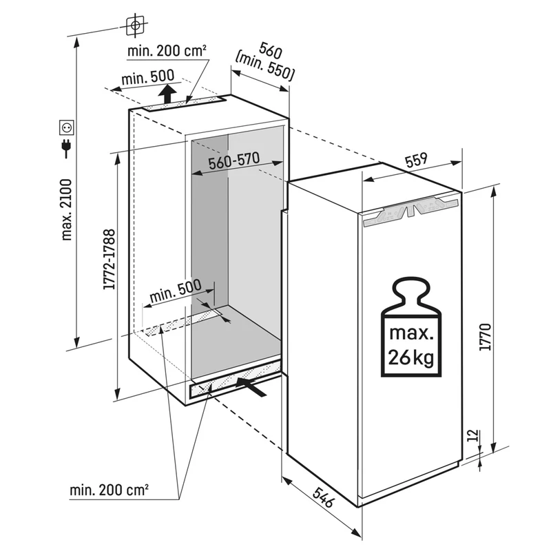 Liebherr IRBci 5171 Peak BioFresh Professional beépíthető hűtő 250/27L 178cm