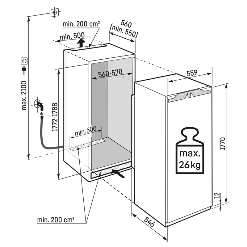 Liebherr IRBci 5180 Peak beépíthető hűtő BioFresh Professional funkcióval 178cm