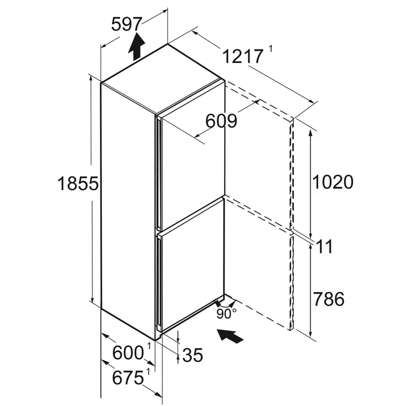 Liebherr KGNsf 52Vd03 Pure alulfagyasztós hűtő EasyFresh NoFrost inox 186x60x68cm