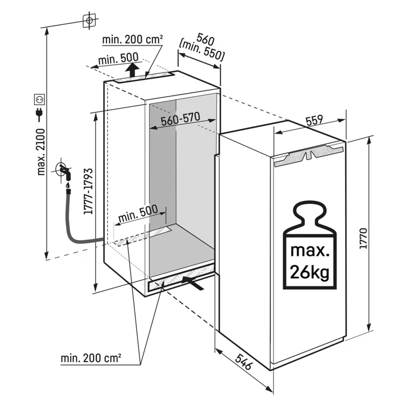 Liebherr SIFNAd 5188 Peak NoFrost beépíthető fagyasztószekrény IceTower 178cm