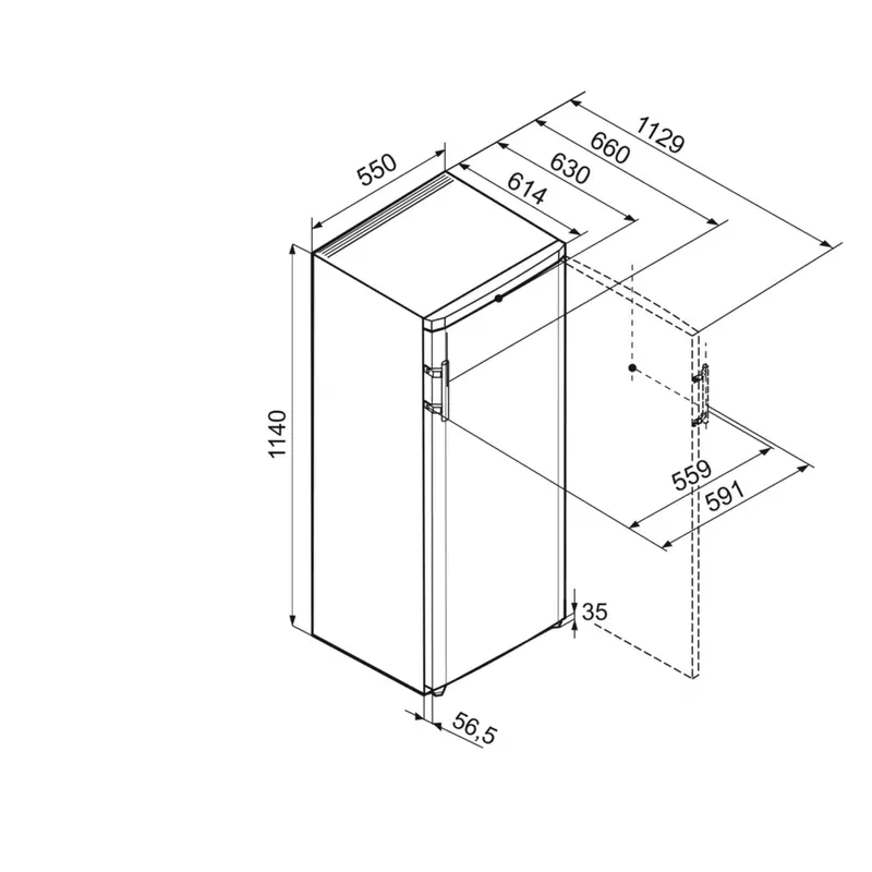 Liebherr Ke230 szabadonálló egyajtós hűtőszekrény fehér 213L 114x55x63cm