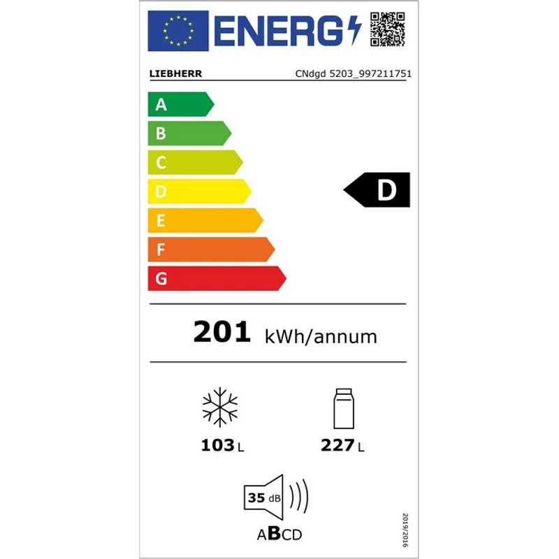 Liebherr CNdgd 5203 Pure NoFrost alulfagyasztós hűtő DarkGrey 186x60x68cm