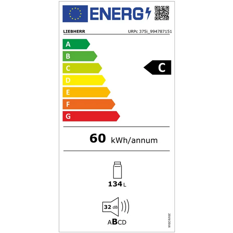 Liebherr URPc 375i Prime pult alá beépíthető hűtő 134L