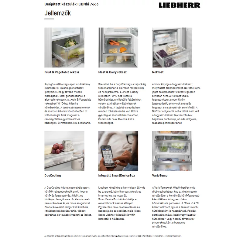 Liebherr ICBNbi 7663 Prime beépíthető alulfagyasztós hűtő BioFresh funkcióval 194x71cm