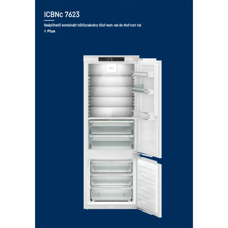 Liebherr ICBNc 7623 Plus beépíthető alulfagyasztós hűtő BioFresh funkcióval 194x71cm