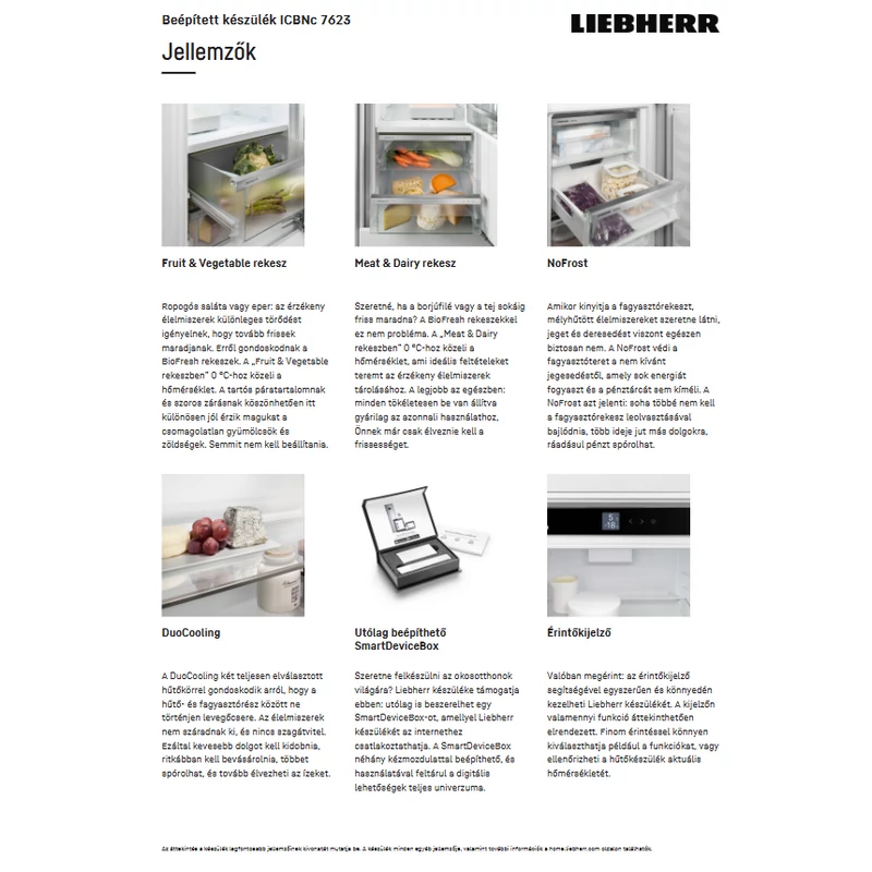 Liebherr ICBNc 7623 Plus beépíthető alulfagyasztós hűtő BioFresh funkcióval 194x71cm