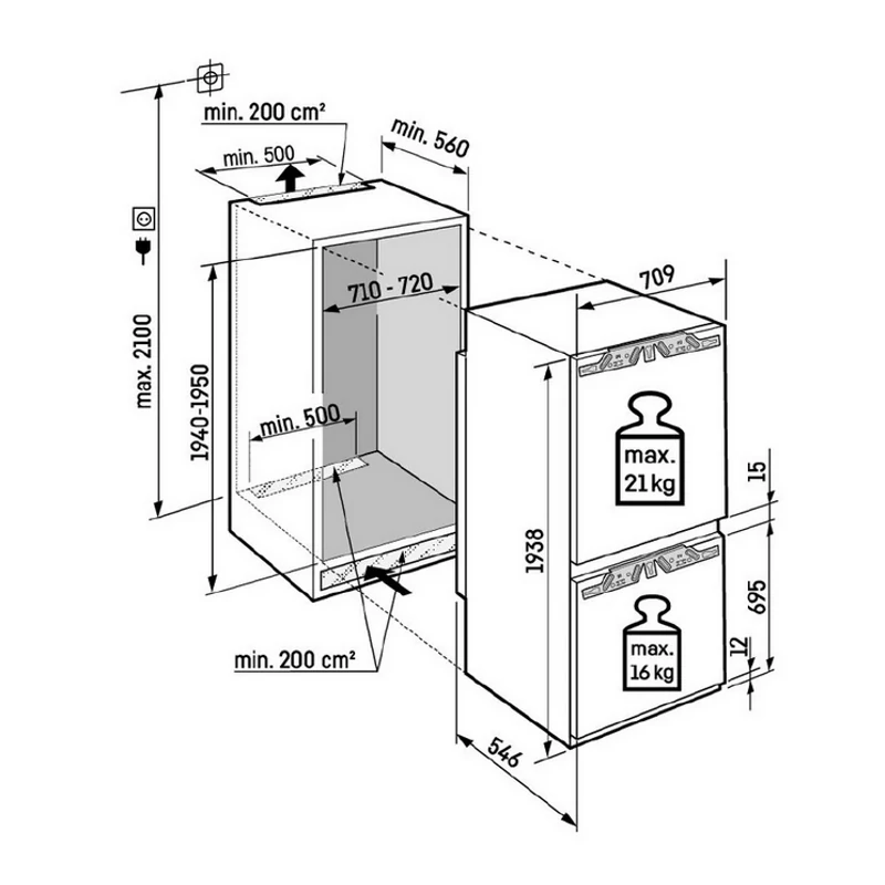 Liebherr ICBNc 7623 Plus beépíthető alulfagyasztós hűtő BioFresh funkcióval 194x71cm