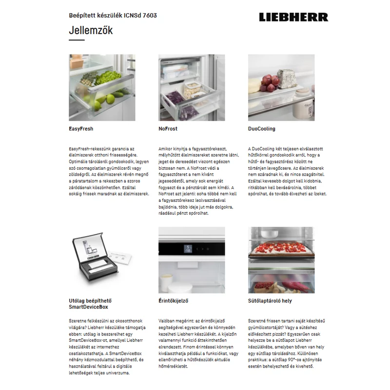 Liebherr ICNSd 7603 Pure beépíthető alulfagyasztós hűtő EasyFresh funkcióval 194x71cm
