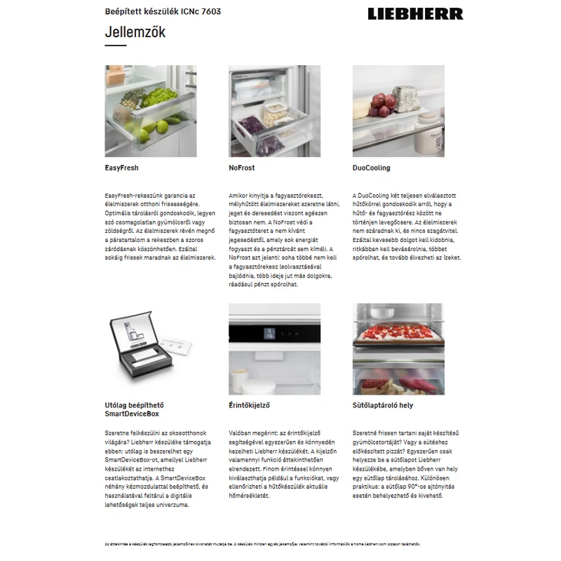 Liebherr ICNc 7603 Pure beépíthető alulfagyasztós hűtő EasyFresh funkcióval 194x71cm
