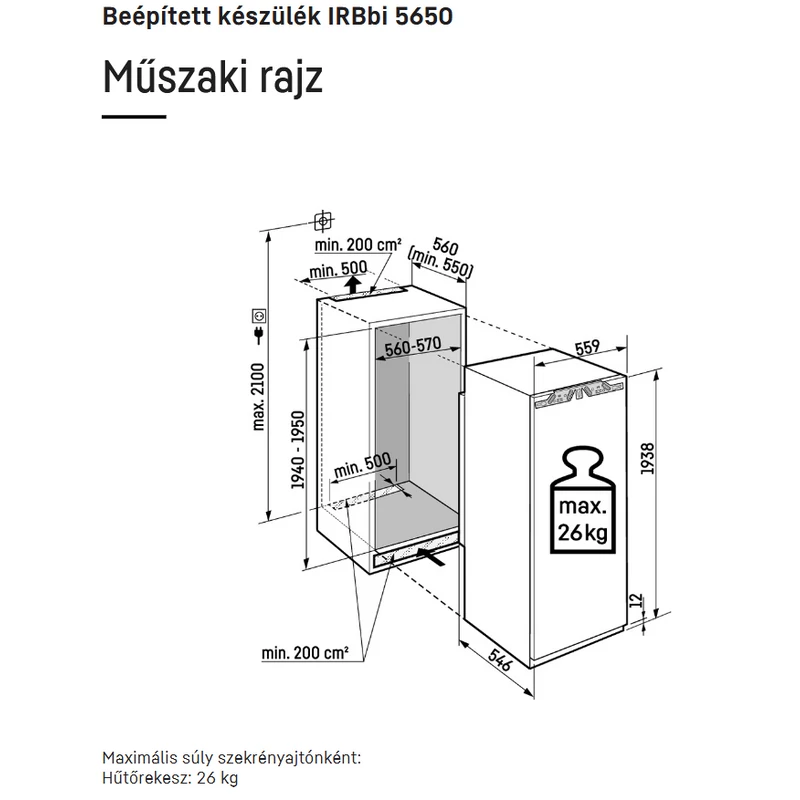 Liebherr IRBbi 5650 Prime beépíthető egyajtós hűtő BioFresh funkcióval 194x56cm