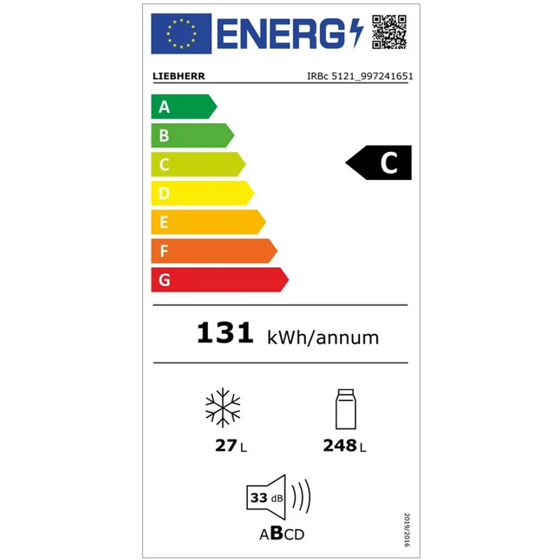 Liebherr IRBc 5121 Plus BioFresh beépíthető egyajtós hűtő 248/27L 177cm