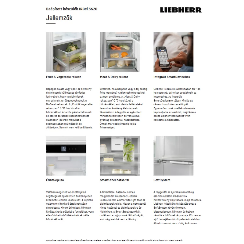 Liebherr IRBci 5620 Plus beépíthető egyajtós hűtő BioFresh funkcióval 194x56cm