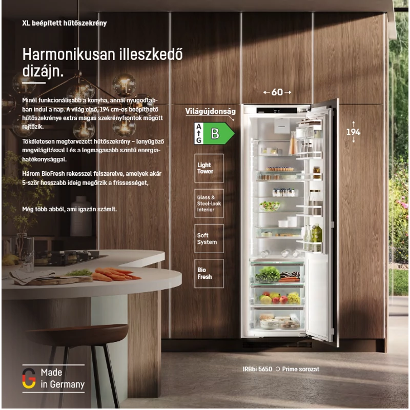 Liebherr IRBci 5620 Plus beépíthető egyajtós hűtő BioFresh funkcióval 194x56cm