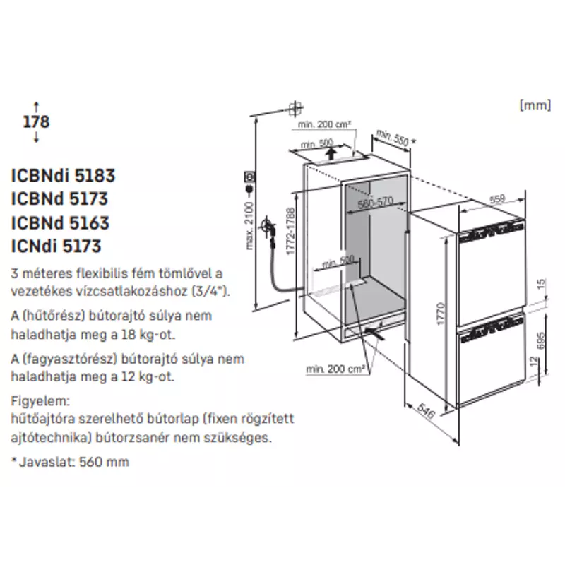 LIEBHERR ICNdi 5173 Peak - Integrálható kombinált hűtő-fagyasztó EasyFresh és NoFrost funkciókkal