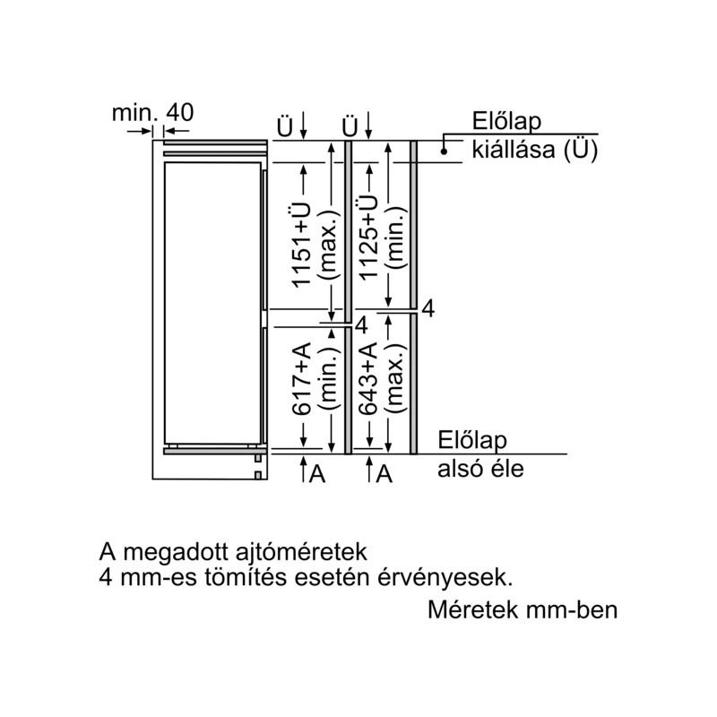 Neff KI6873FE0 beépíthető alulfagyasztós hűtő 178cm 209+61L