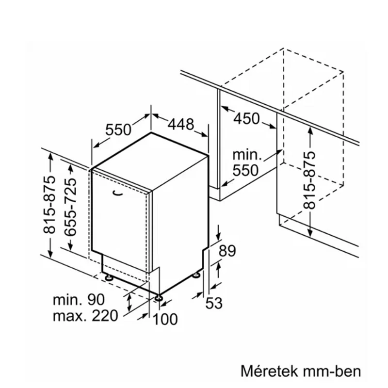 Neff S953HKX16E teljesen beépíthető mosogatógép 45cm Line