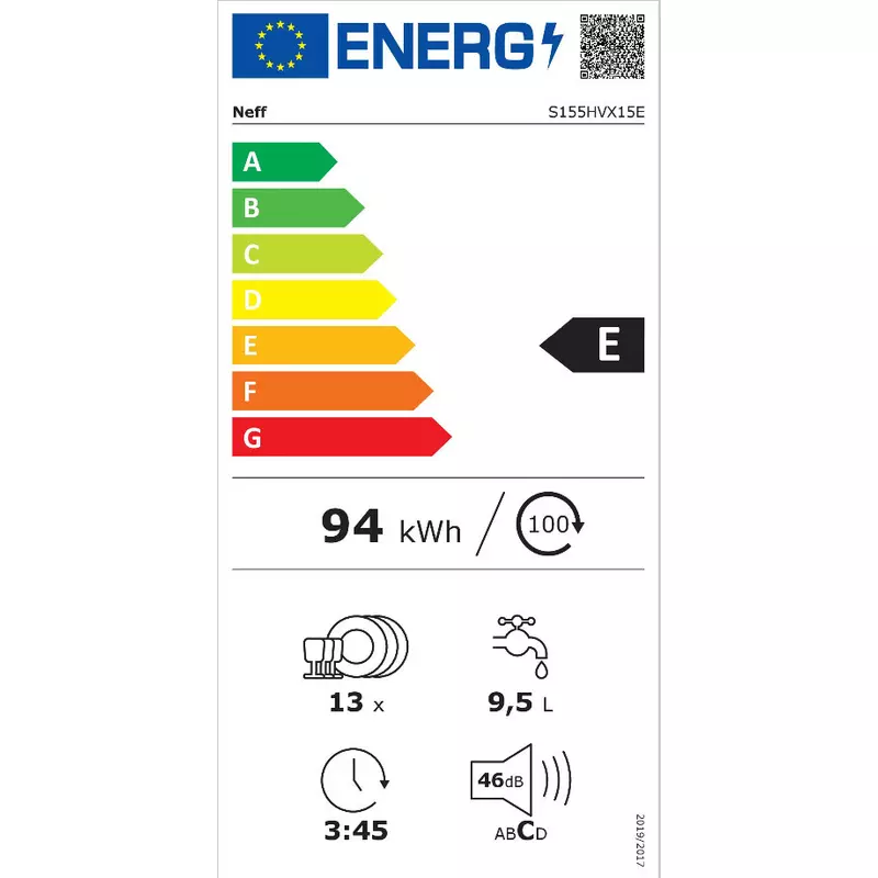 Neff S155HVX15E teljesen integrálható mosogatógép