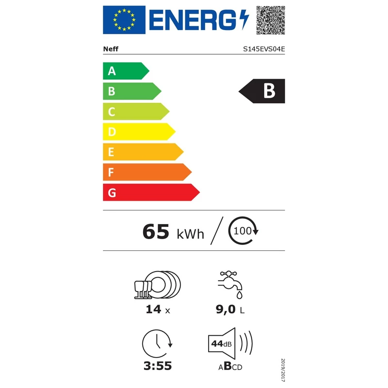 Neff S145EVS04E beépíthető mosogatógép nemesacél Home Connect OpenDry szárítás Line