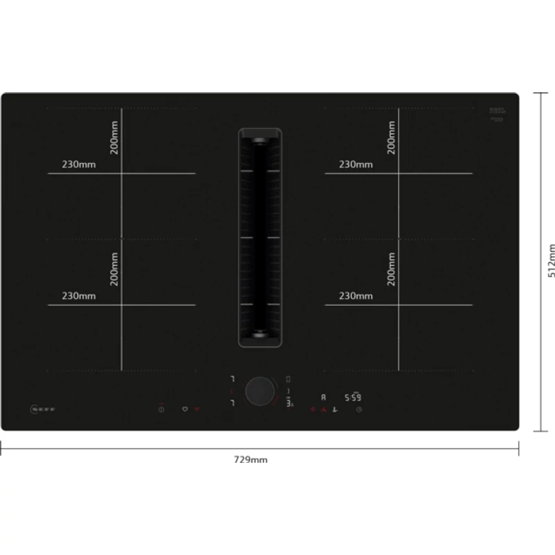 Neff V68PYX4B0 indukciós főzőlap elszívóval szintbe építhető Matt Black 80cm Collection