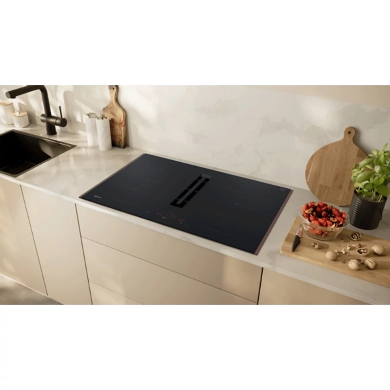 Neff V68YHL4B0 indukciós lap beépített elszívóval Flex Design Matt Black Twist Touch vezérlés 80cm Collection