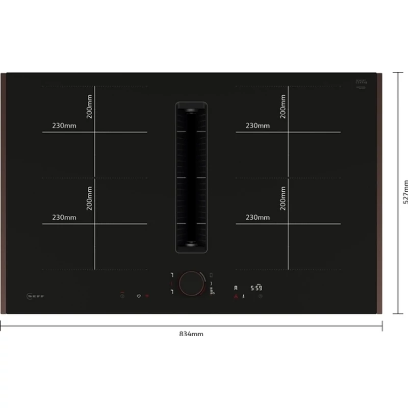 Neff V68YYX4B0 indukciós főzőlap beépített elszívóval Flex Design Matt Black 80cm Collection
