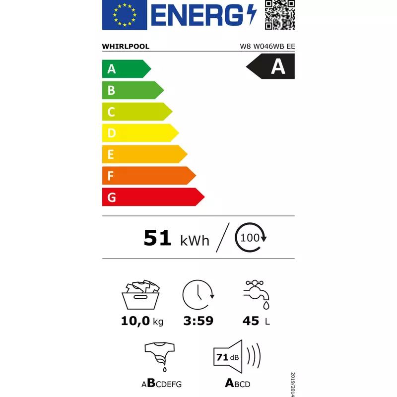 Whirlpool W8 W046WB EE elöltöltős gőzfunkciós mosógép