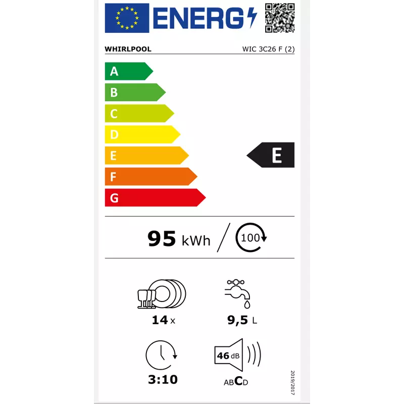 Whirlpool WIC 3C26 F Beépíthető mosogatógép