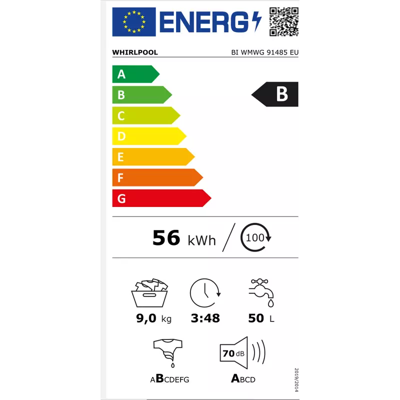 Whirlpool BI WMWG 91485E EU beépíthető mosógép 9kg 1400f/p